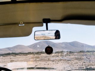 Campervan hire Fuerteventura - windshield mountains